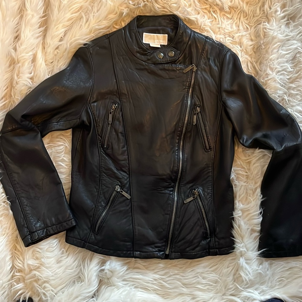 Michael Joe’s black leather jacket